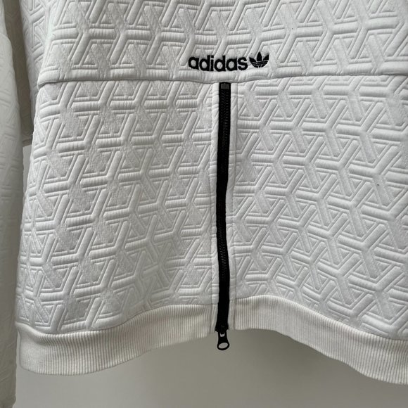 Adidas Originals Trefoil Logo White Pullover Quilted Sweater, Size S (oversized) - Picture 3 of 9